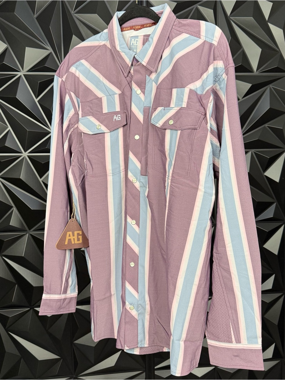 NWT AG-Gear Men’s Stockyard Long Sleeve Shirt  XL Purple Blue Stripe
